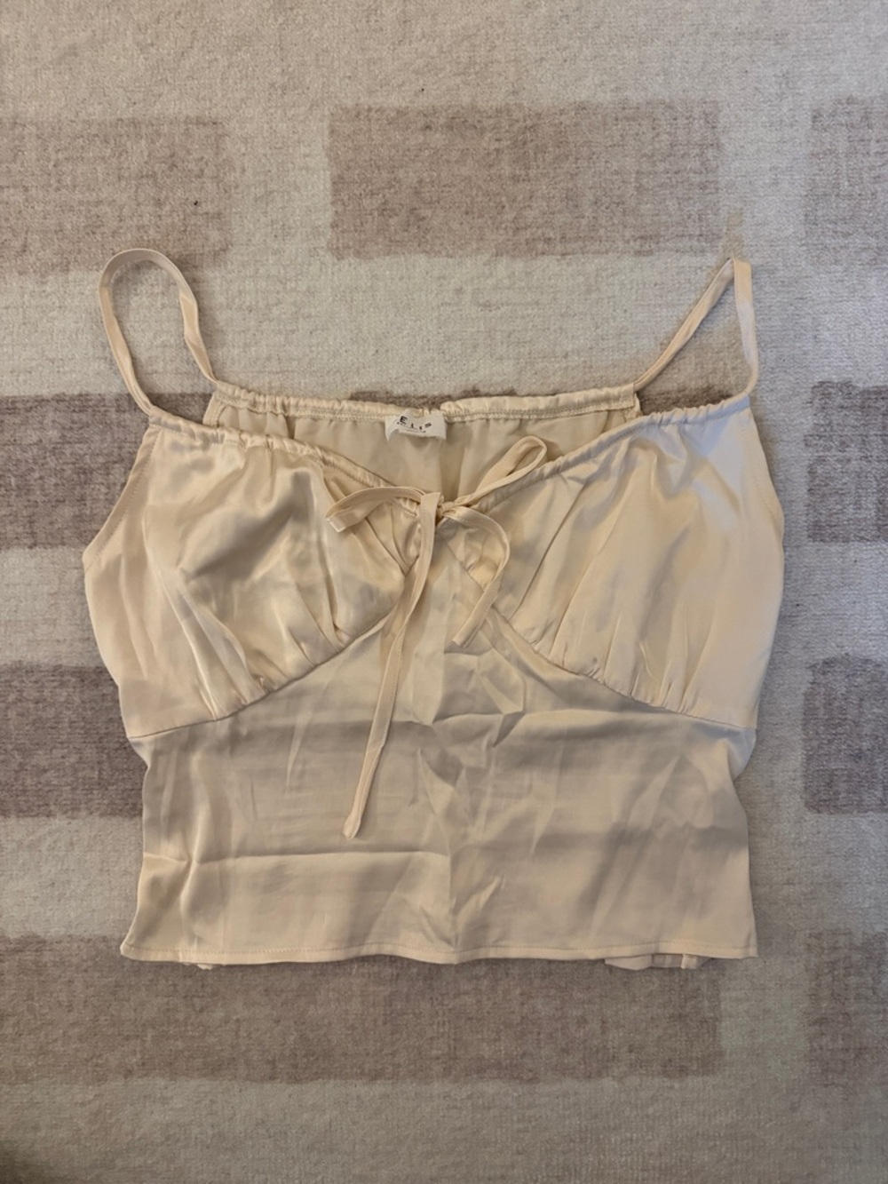 Le Lis Cream Satin Tie-Front Baby Doll Cami